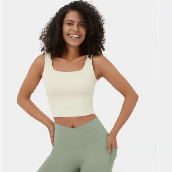 HALARA Other - Halara Square Neck Backless Cropped Yoga Tank Top Sports Bra Small Seedpearl New